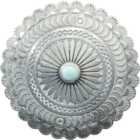 MFP Native American Navaho Sterling Silver and Turquoise Pin 2 1/2 in. dia.