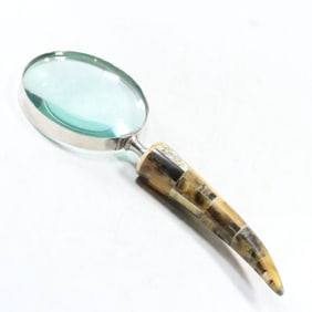 Large Horn Handled Magnify Glass 10 1/2 in. length x 4 in. wide