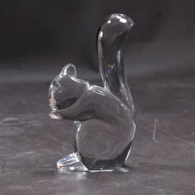 Signed Baccarat Crystal Glass Squirrel Figure Statue 4 5/8 in. x 2 3/4 in.