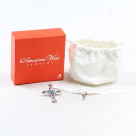 American West, R925 with Sleeping Beauty Turquoise Cross Pendant in original box