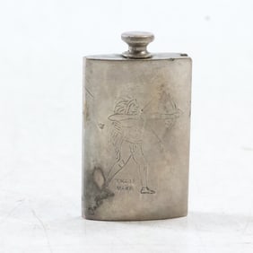 Rare marked Thade Mark Indian Bottle / Match Striker Nickle Plated over Copper 1 1/2 in. x 1 in.