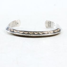 Native American Indian Artist Apache MARC ANTIA Heavy Sterling and 14K Gold Cuff Bracelet
