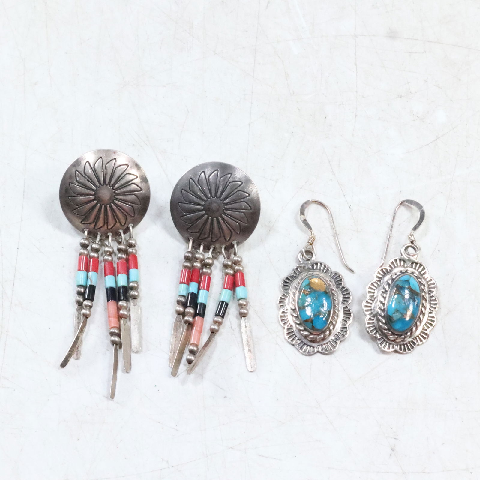Two pairs of 1960s-70s Native American Indian pierced earrings (1 of 16)