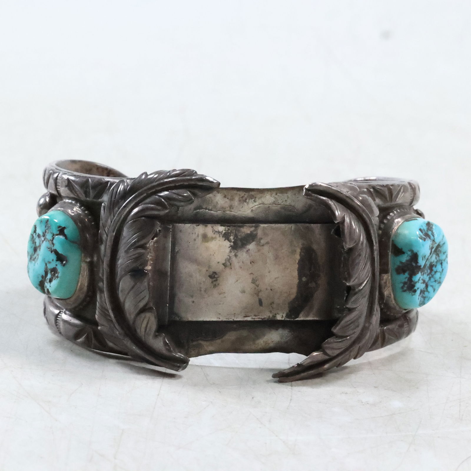 Native American Indian 1954 Tommy Yellow Feather Watch Cuff Bracelet Sterling Silver with (1 of 15)