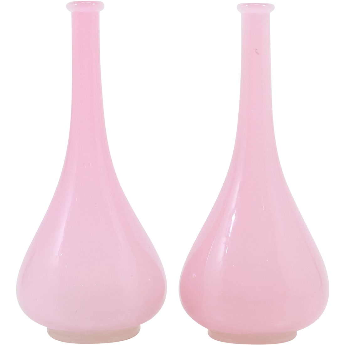 Matched Pair Signed Steuben Pink Opaque Art Glass Vases 7 1/4 in. height x 3 in. wide (1 of 16)