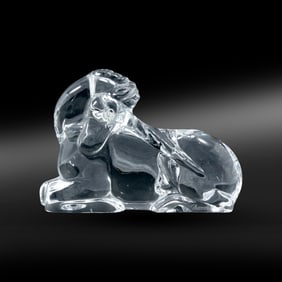 Signed Baccarat Crystal Glass Unicorn Figure Statue Sculpture 3 in. x 4 1/2 in.
