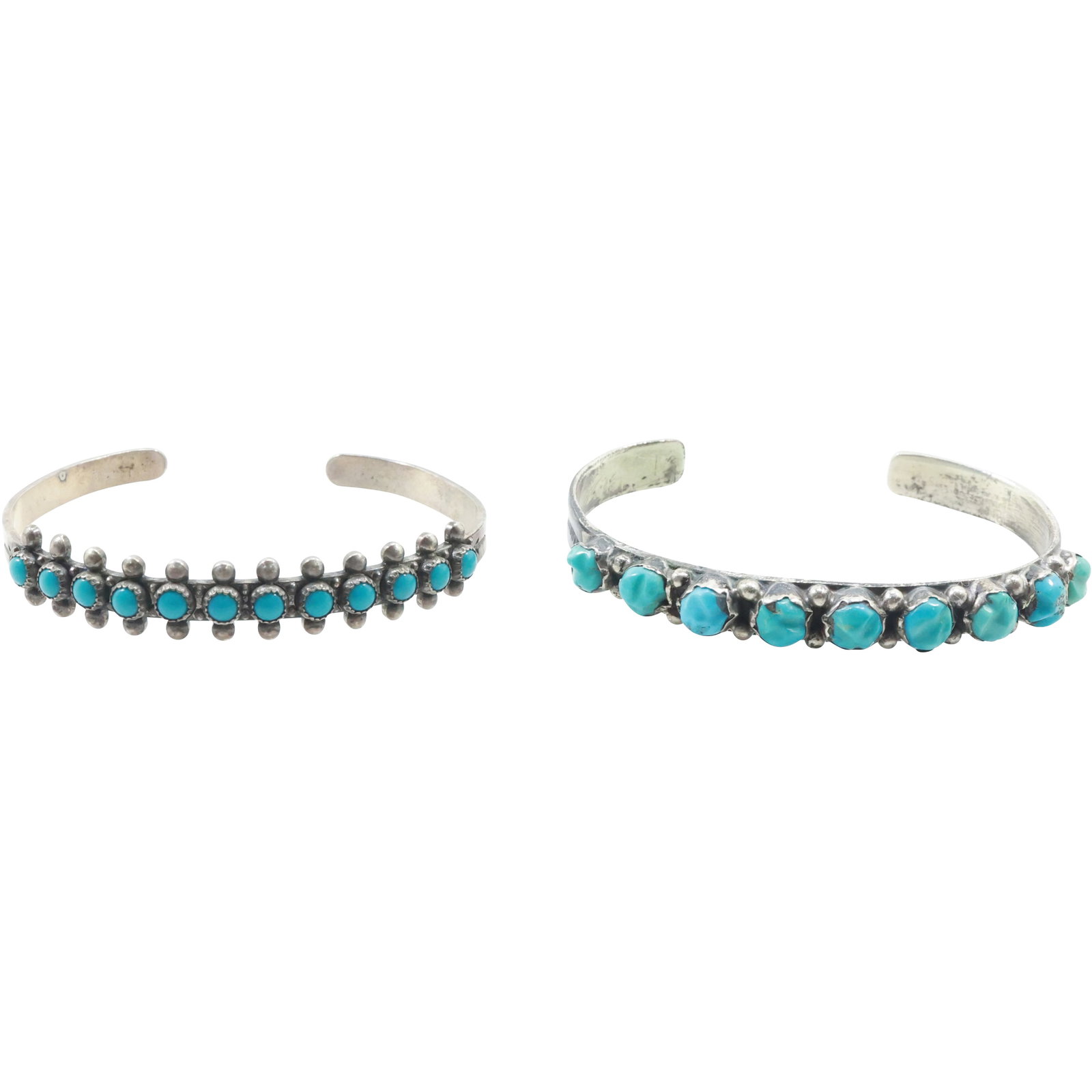 [2] Sterling Silver and Turquoise Cuff Bracelet American Indian; Sterling with Turquoise Cuff (1 of 18)