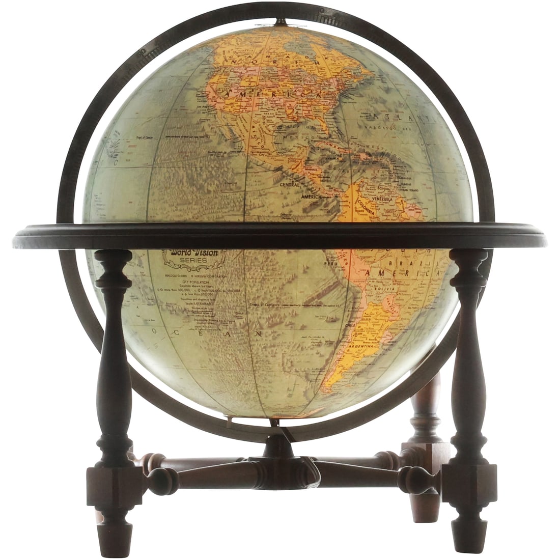 Vintage Replogle "World Vision" LIGHT UP World Library Globe in Wood Table Top Stand (1 of 19)