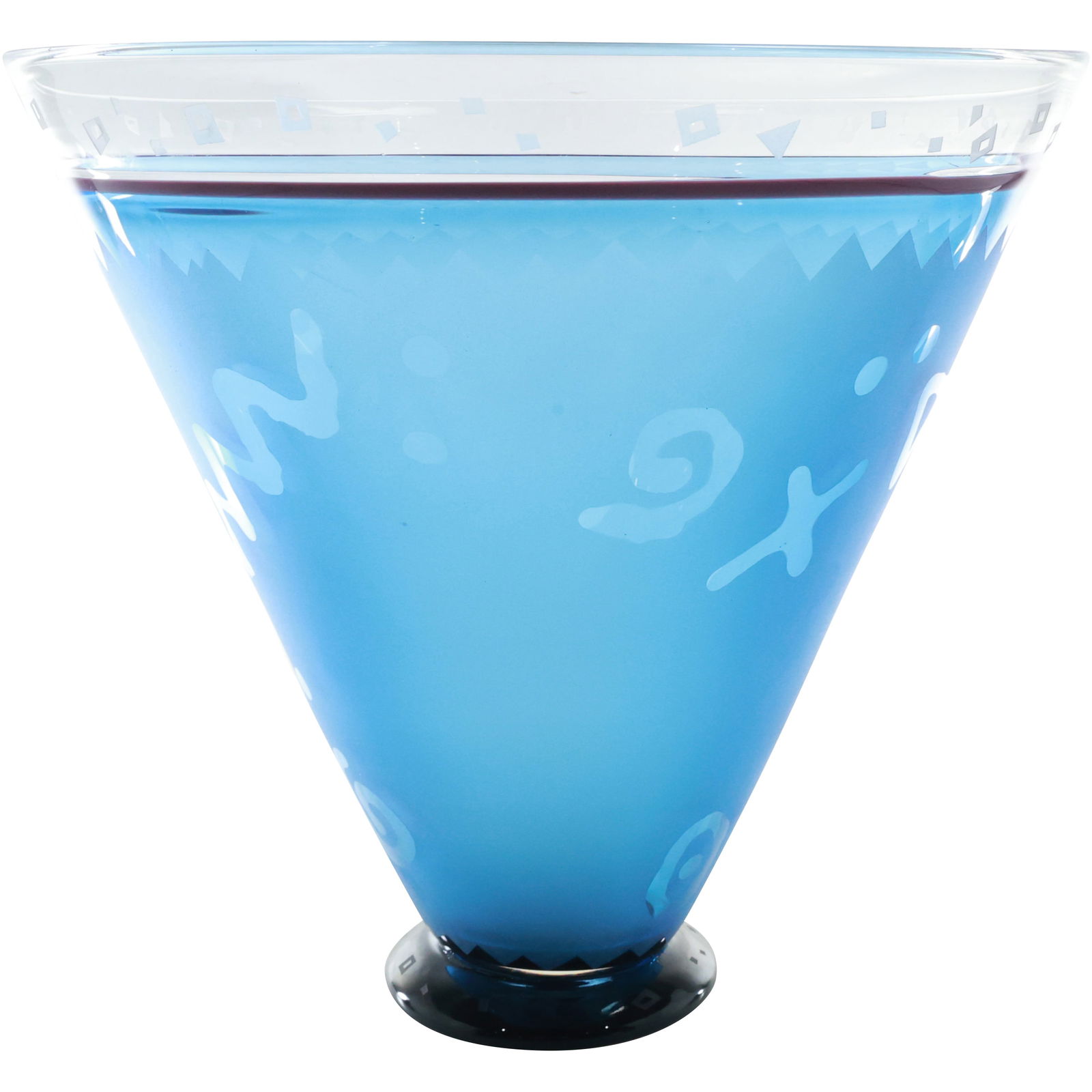 Signed Michael Jaross Blue Art Glass Vase Decorated and Signed Ginger Kelly 10 in. x 10.75 in. (1 of 20)