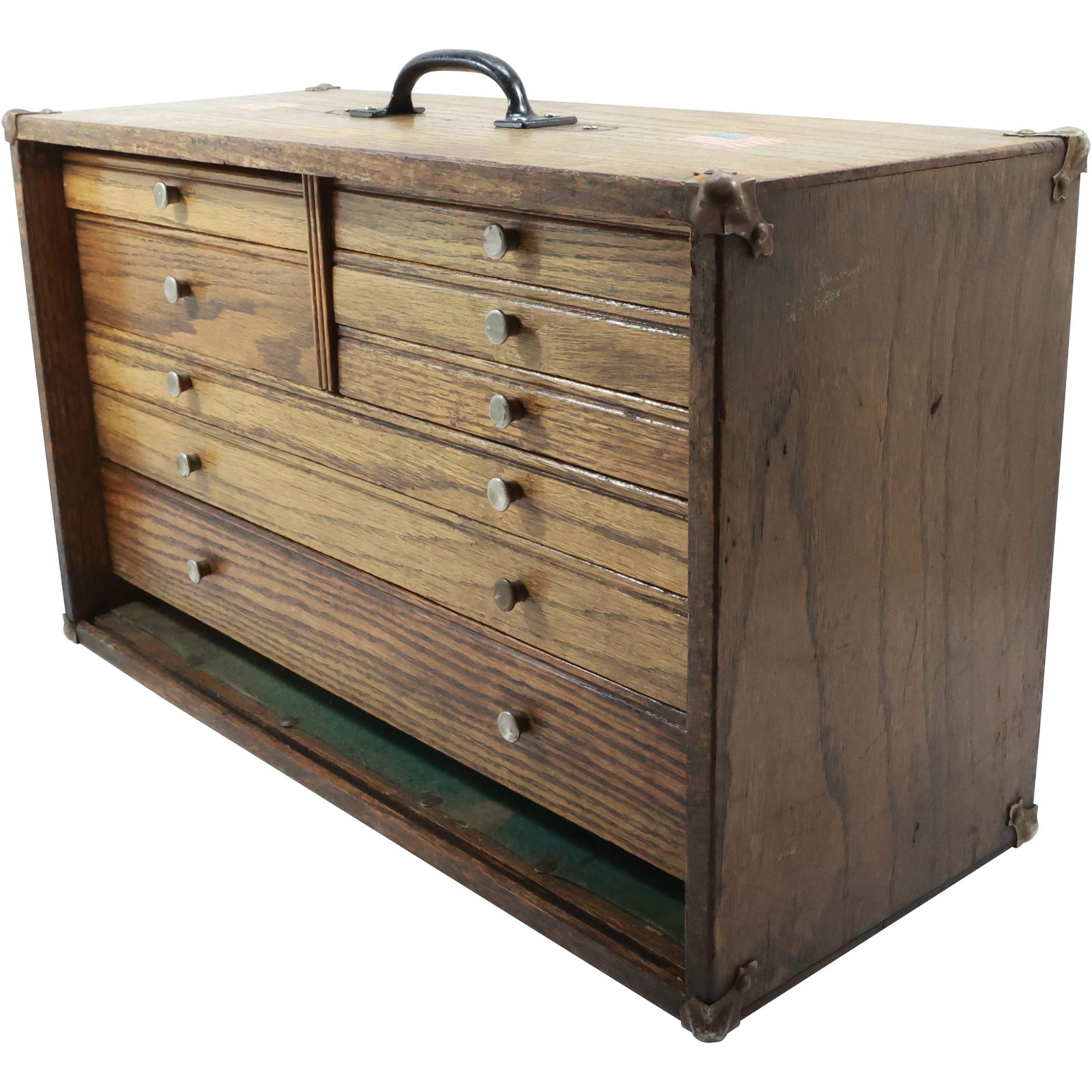 Antique Oak Case Machinist Tool Chest Multiple Drawers with Front Cover (1 of 19)