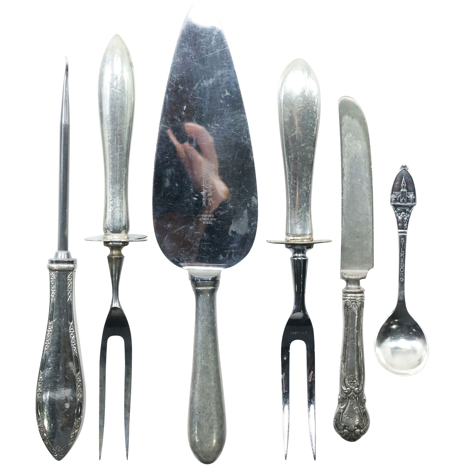 6 Assorted Sterling Silver Handles Utensils - Variety - marked Sterling, Hallmarked (1 of 20)