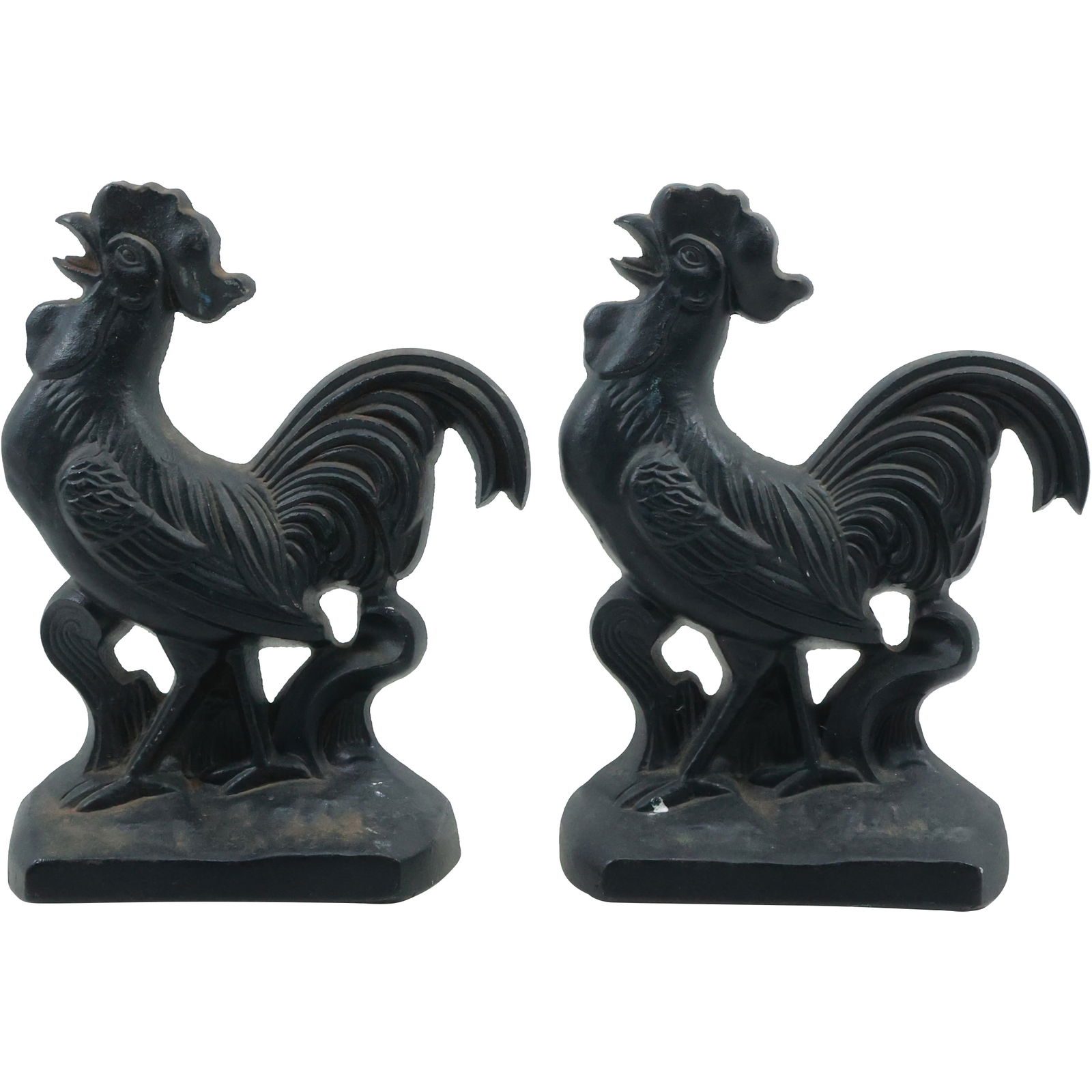 Vintage Rooster Solid Cast Iron Bookends 6.5 in. height x 5 in. wide (1 of 19)