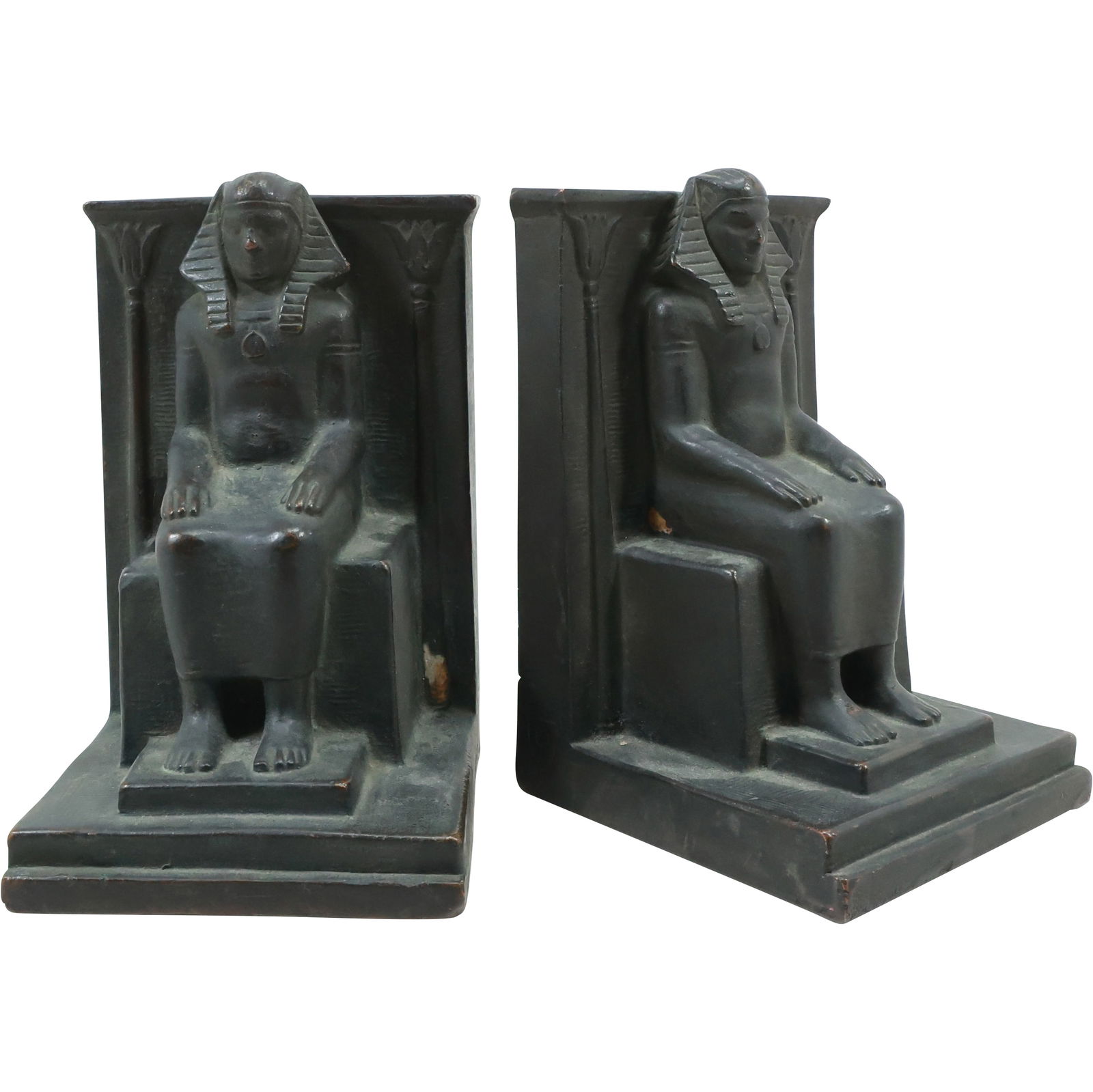 Circa 1920s Bronze Clad Bookends Seated Egyptian Sphynix 7 in. height x 4.5 in. x 5 in. (1 of 19)