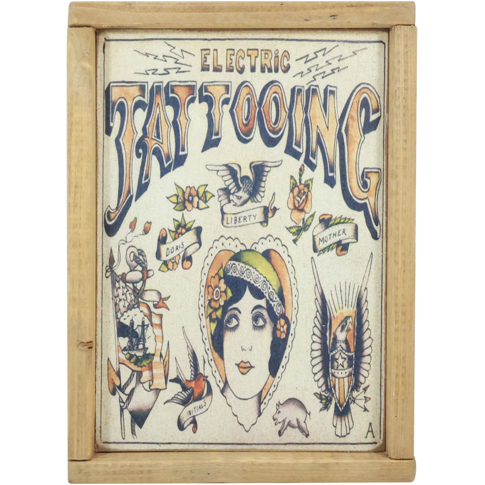 Novelty Printed Wood Sign: ELECTRIC TATTOOING 9.5 inches x 13.25 inches: Novelty Printed Wood Sign: ELECTRIC TATTOOING 9.5 inches x 13.25 inches. size: 9.5x13.25 shelf: A