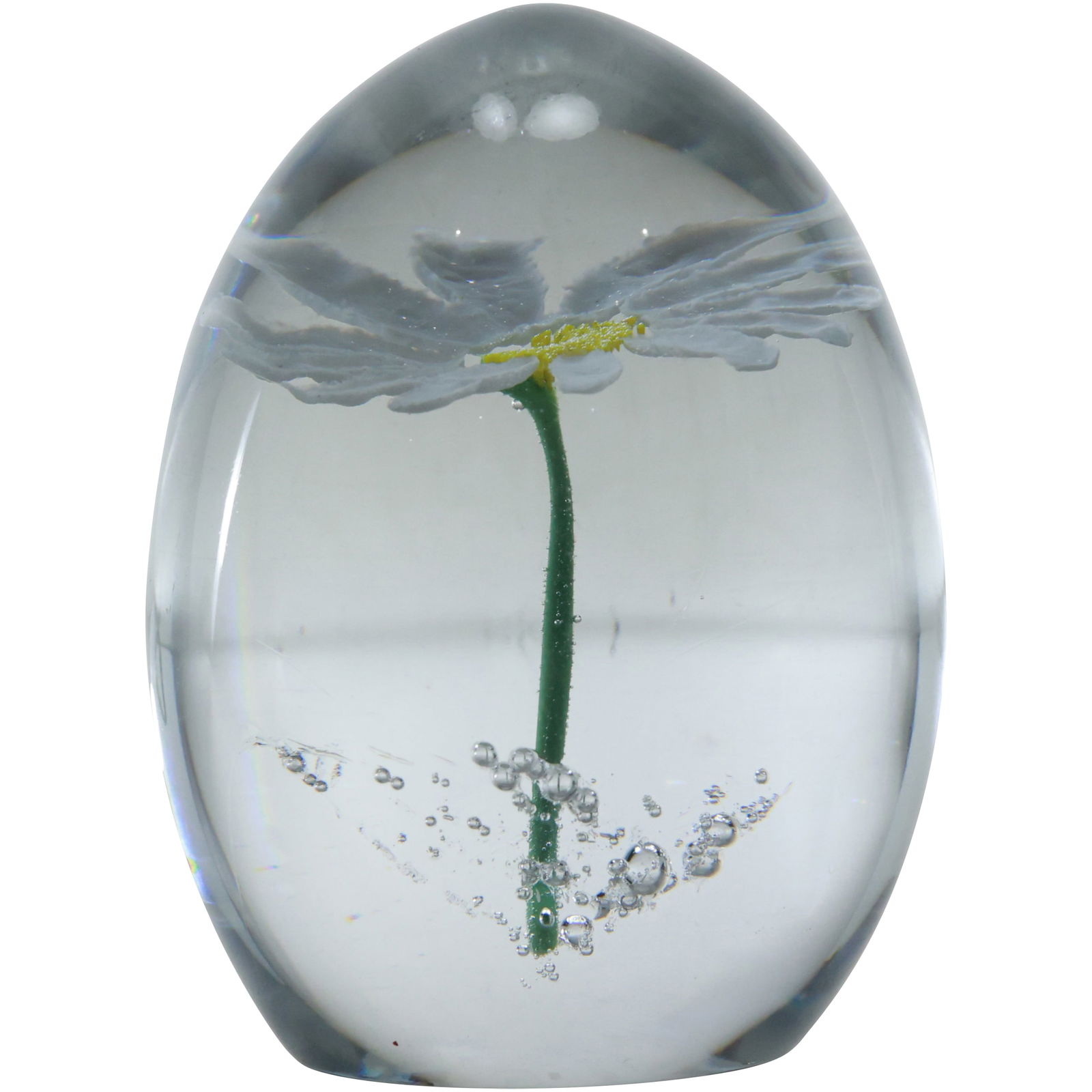Signed Daum France Egg Paperweight With Internal Daisy 3 in. height x 2.25 in. wide (1 of 16)