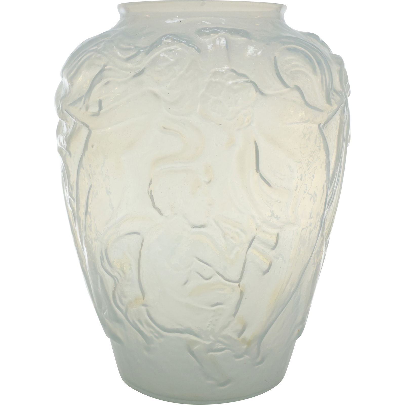 French Art Deco Glass Vase with Embossed Figure of Pan and Dancing Nudes 11.5 in. height (1 of 20)