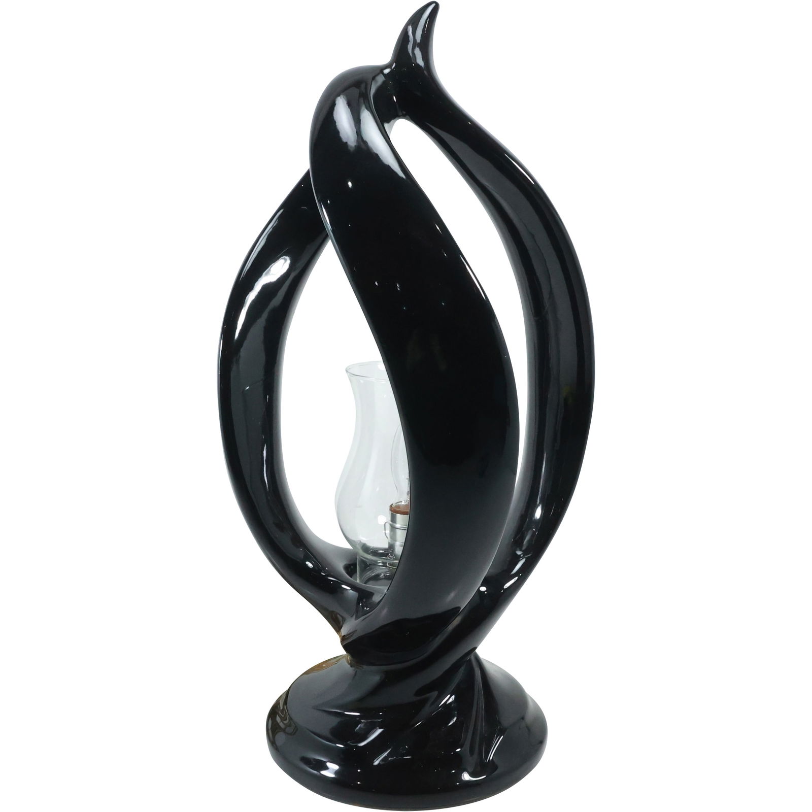 Harris Lamp Mid Century Modern Black Ceramic Art Deco Flame Table Lamp 22.25 in. height (1 of 20)