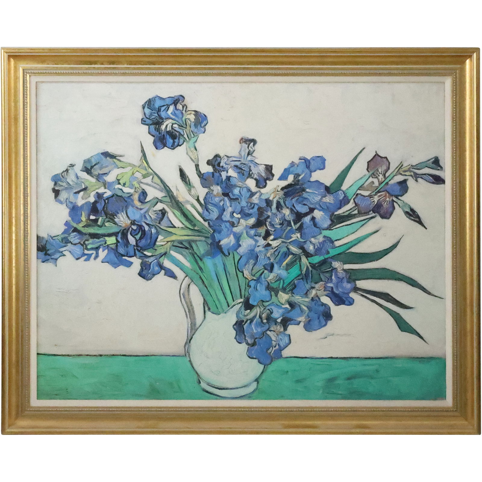 after Vincent Van Gogh, Still Life "Irises" Oil on Board Painting, Framed (1 of 20)