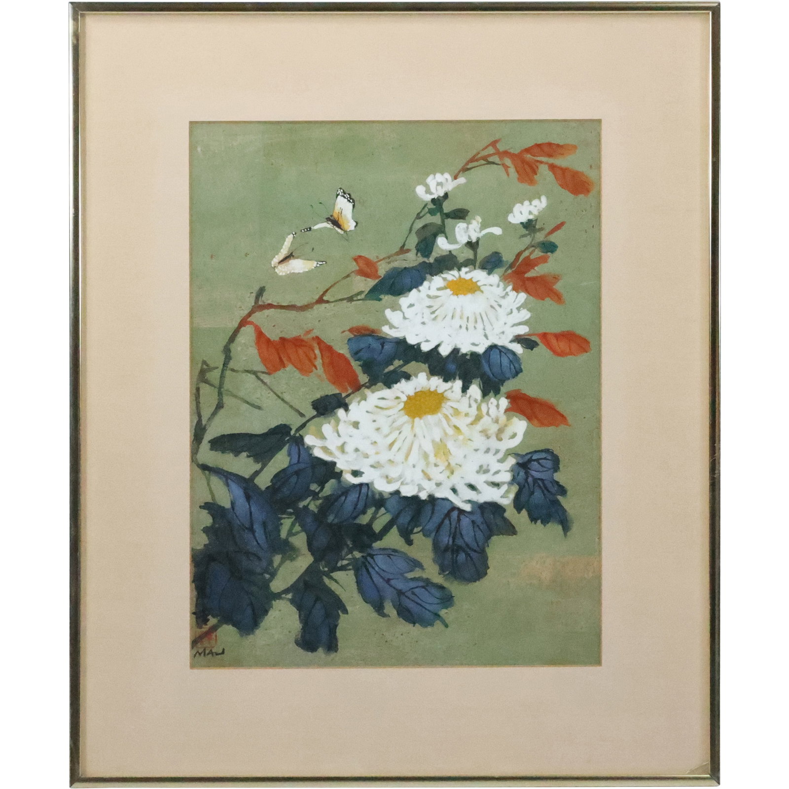 Hui Chi Mau, b. 1922, Chinese Floral Botanical Print, Framed, Signed in Plate (1 of 14)