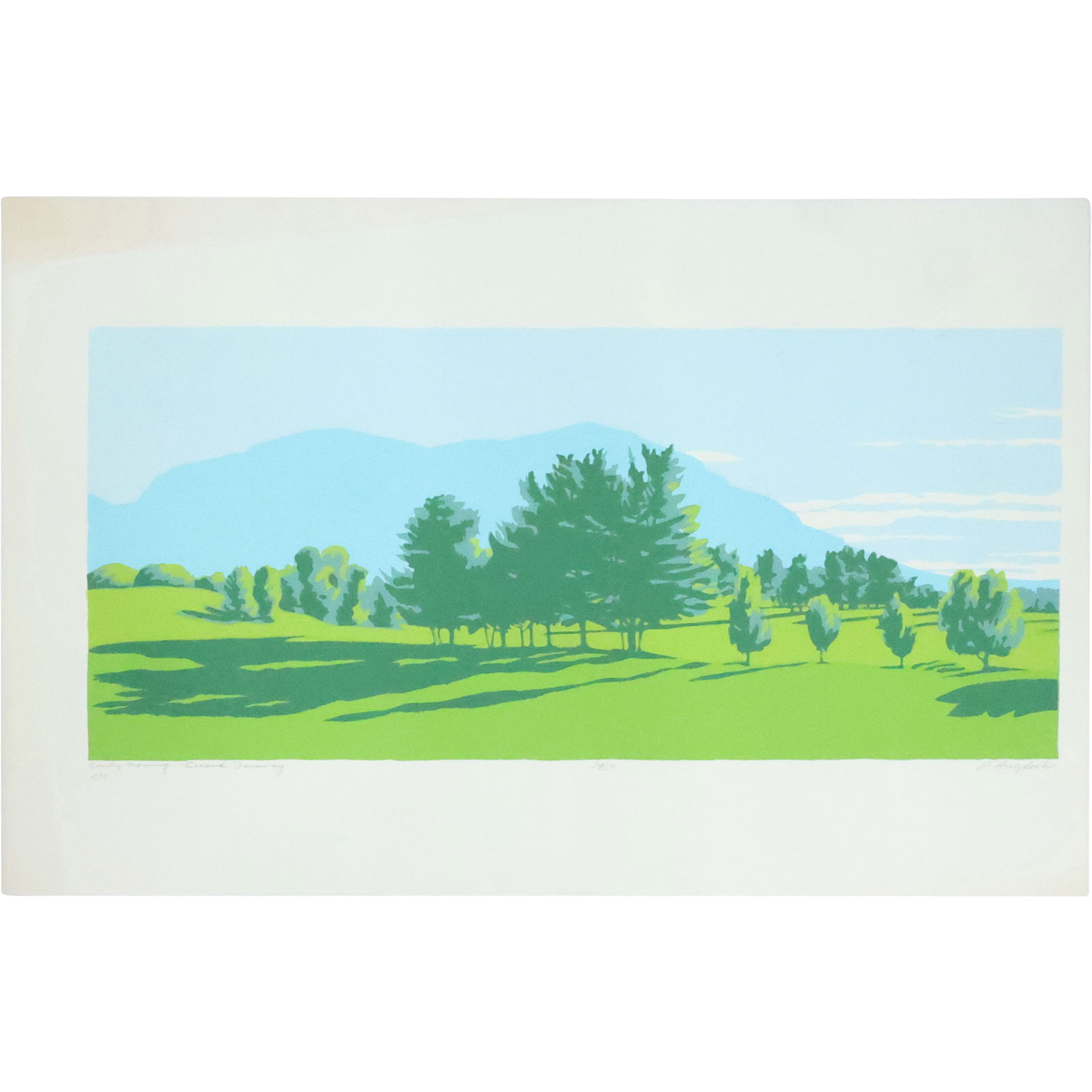 Robert Angeloch 1922-2011, Color Woodcut, Early Morning Second Fairway #29/50, Dated 1978 (1 of 16)