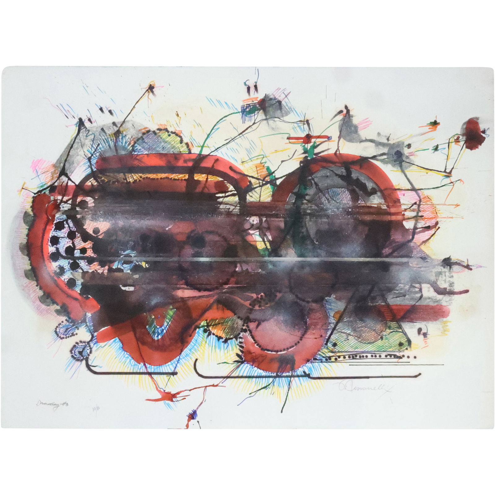 Victor Cassanelli 1920-1990 New York, Mixed Media Lithograph ABSTRACT Drawing #3, 10/80 (1 of 19)