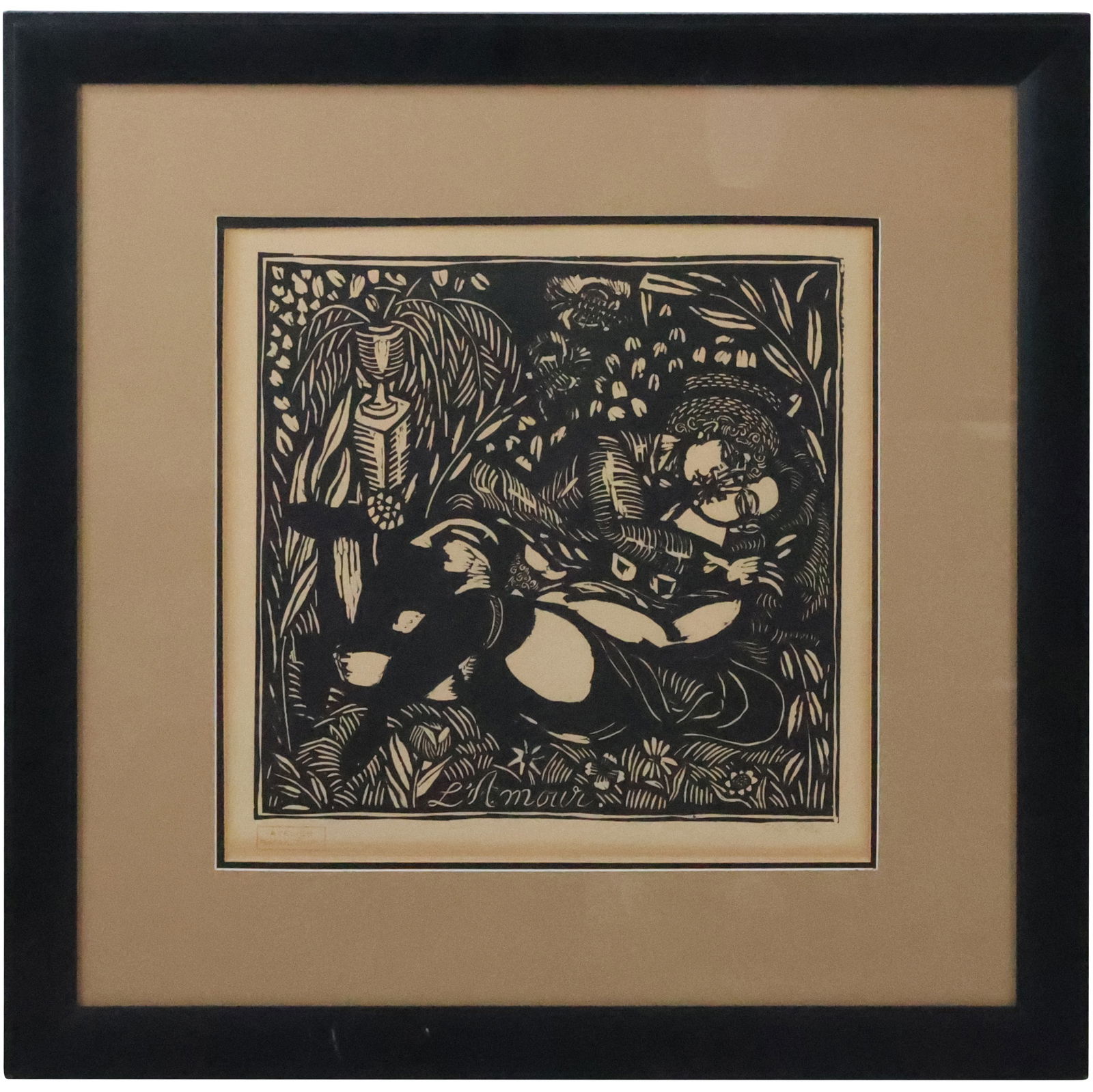 Raoul Dufy, Atelier, Woodcut Figures in Tropical Landscape, Numbered 92/200, Framed (1 of 20)