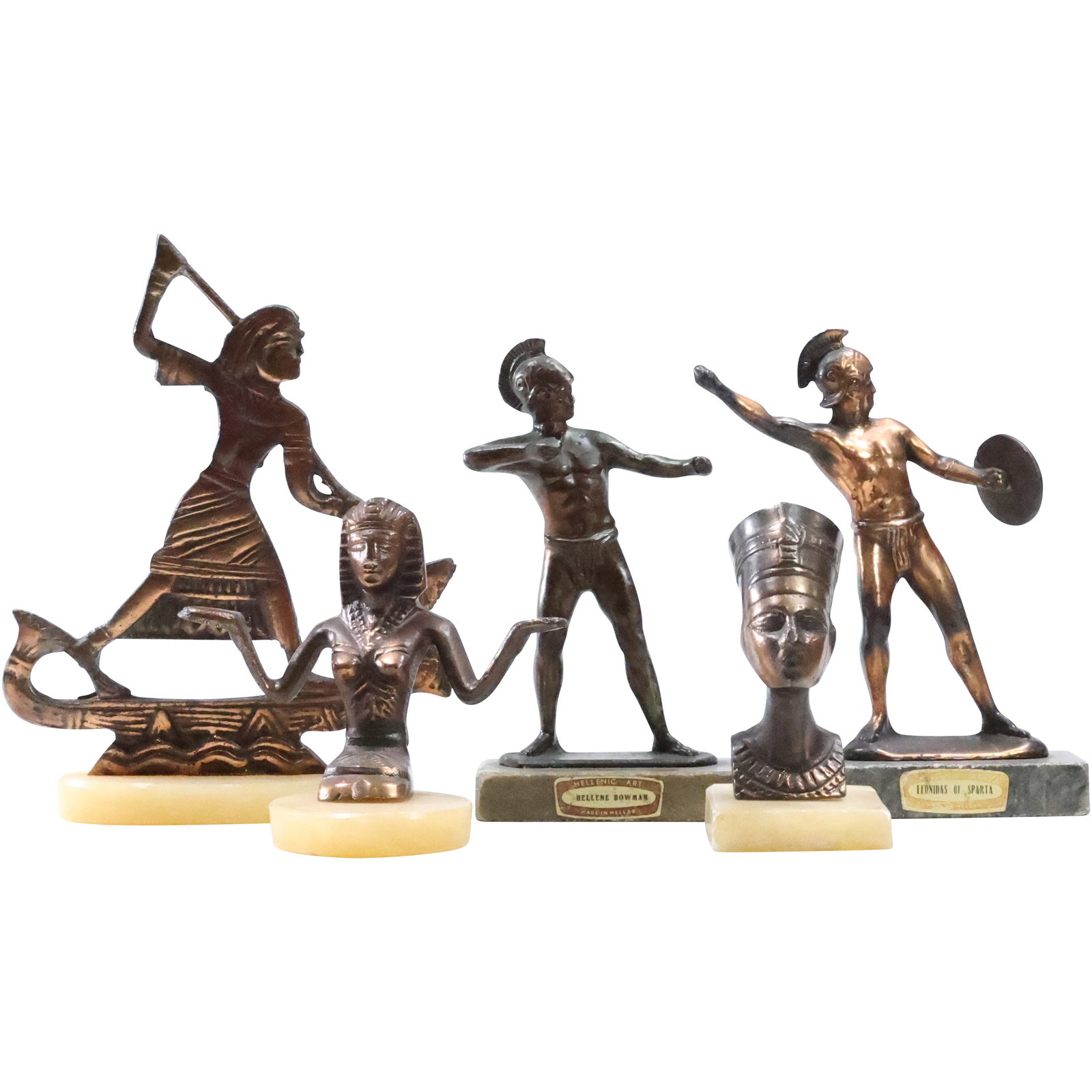 5 Assorted Roman and Egyptian Cast Metal Figures on Onyx Bases (1 of 15)