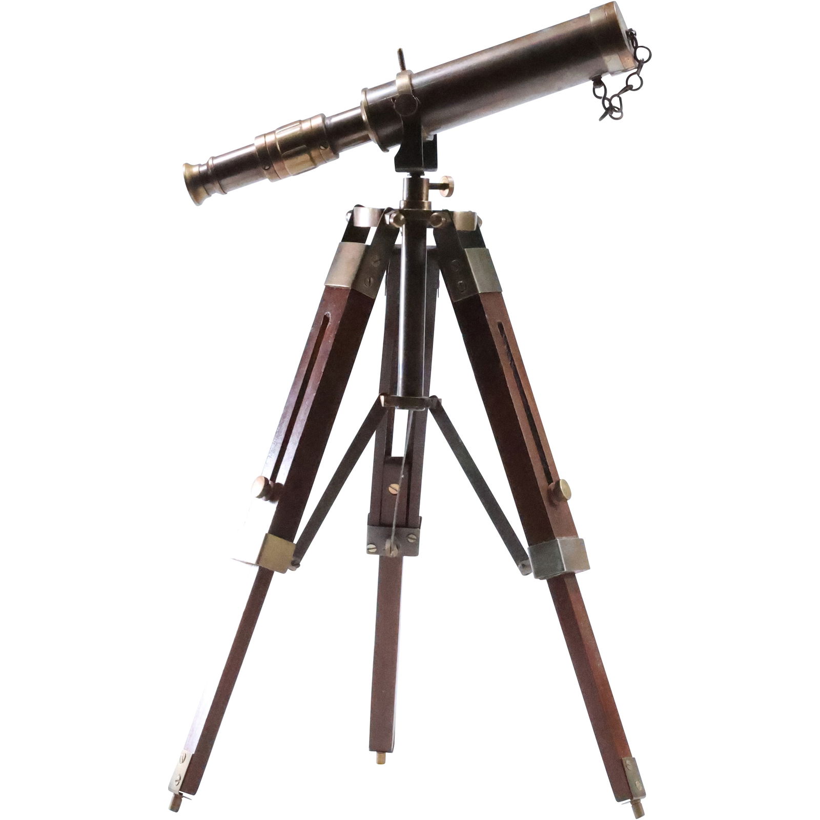 Tabletop Brass Ship's Telescope on a Wood and Brass Telescoping Tripod Stand 15.5 in. height (1 of 13)
