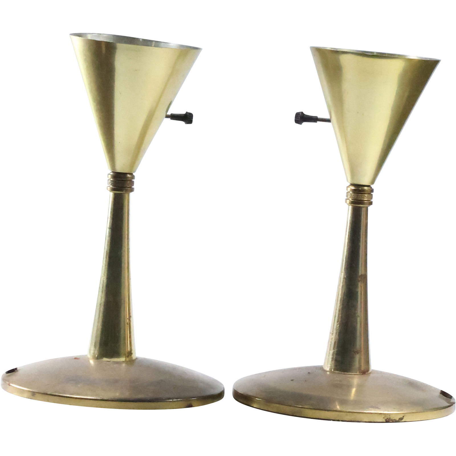 Pair Mid-Century Modern Metal Cone Table Lamps 12.5 in. height x 8 in. wide (1 of 19)