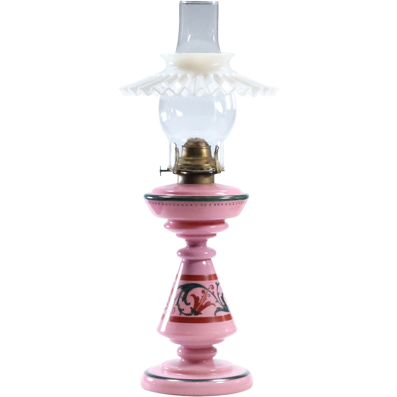 19th C. Victorian Pink Opaline Oil Lamp 20 in. overall height x 8 in. wide (1 of 11)