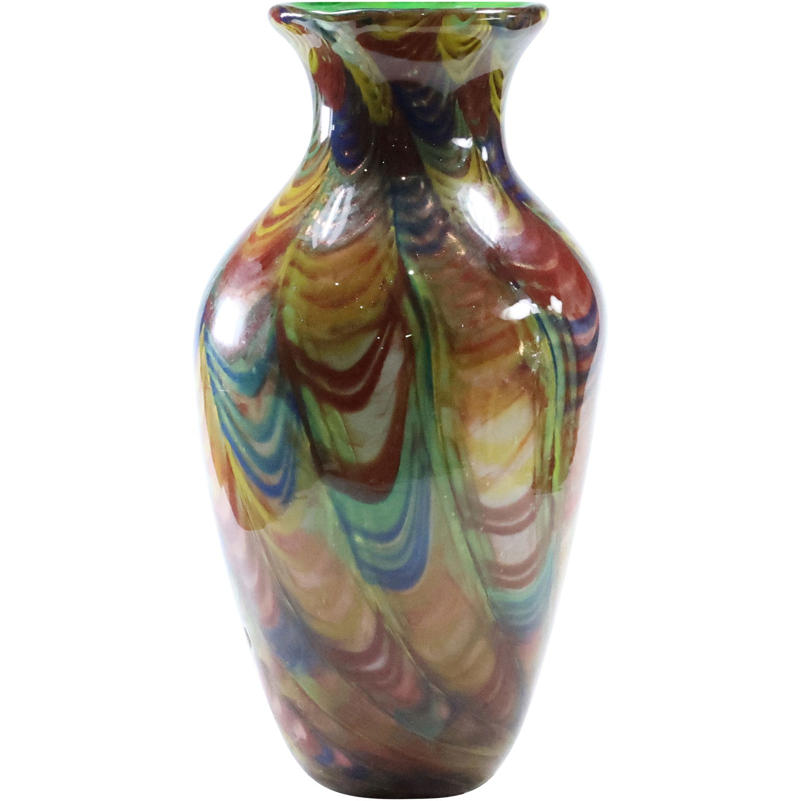Italian Murano Multi-Color Glass Vase Pulled Feather Design 12.5 in. height (1 of 15)