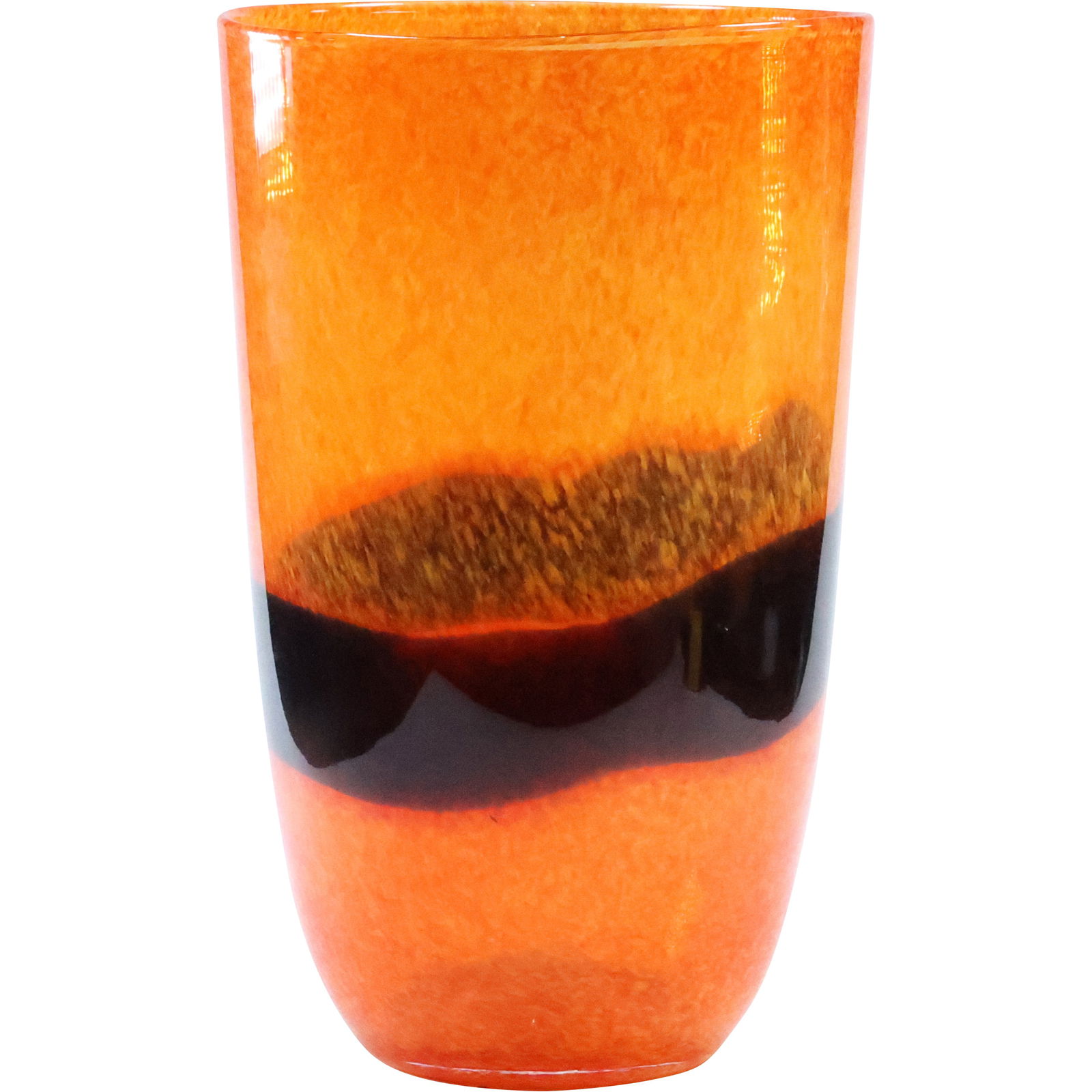 Ca Dei Vetrai Style Orange Italian Murano Glass Vase 11.75 inches height x 7.25 in. wide: Ca Dei Vetrai Style Orange Italian Murano Glass Vase size: 11.75x 7.25 shelf C