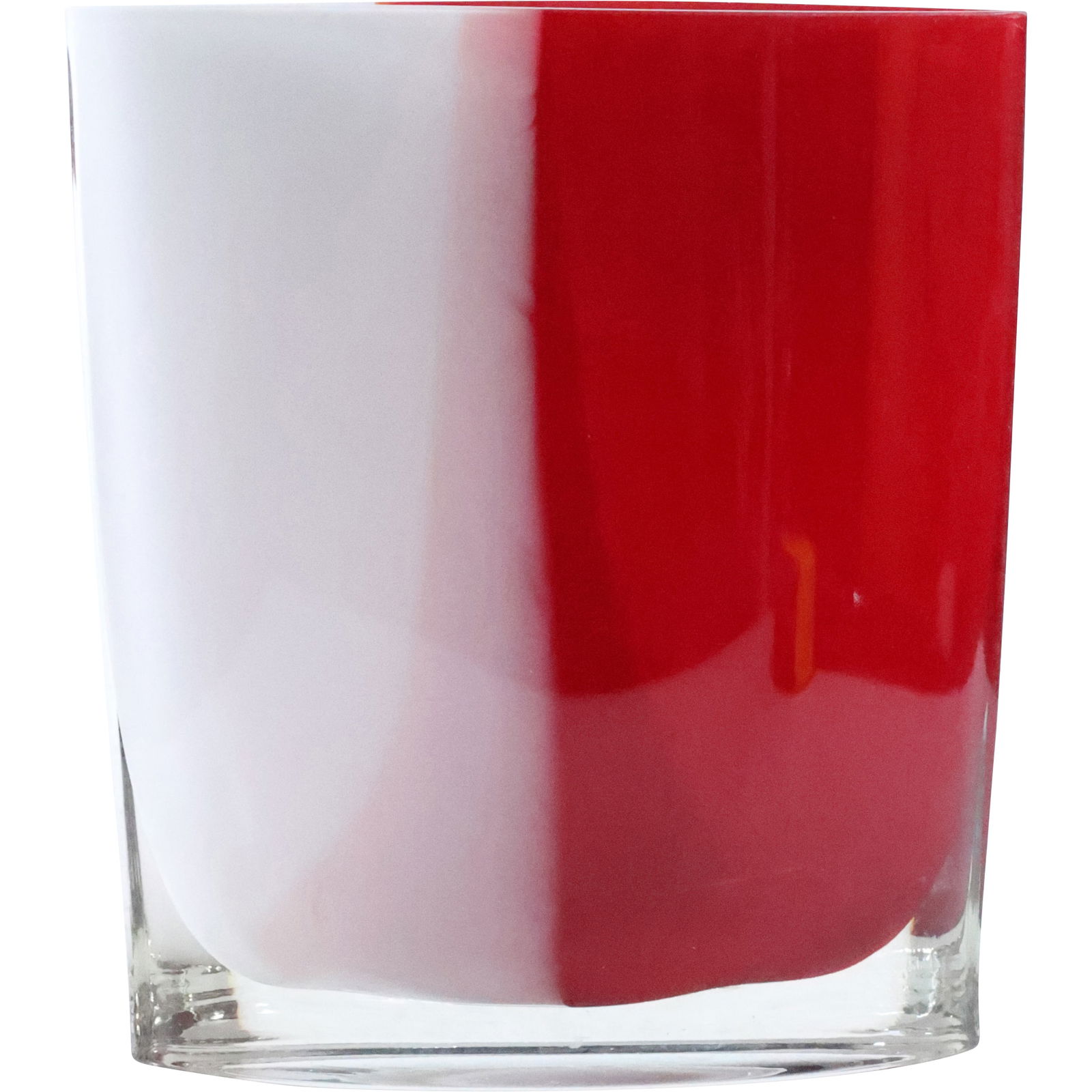Modern Design Red  / White Glass Vase 6.5 in. height x 6 in. x 3 in. (1 of 11)