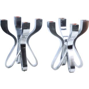 Pair Karim Rashid Danish Design Umbra 4-Light Candelabras Chromed Metal 9 in. height: Pair Karim Rashid Danish Design Umbra 4-Light Candelabras Chromed Metal 9 in. height. size: 9 x 7.75 x 7.75 shelf C