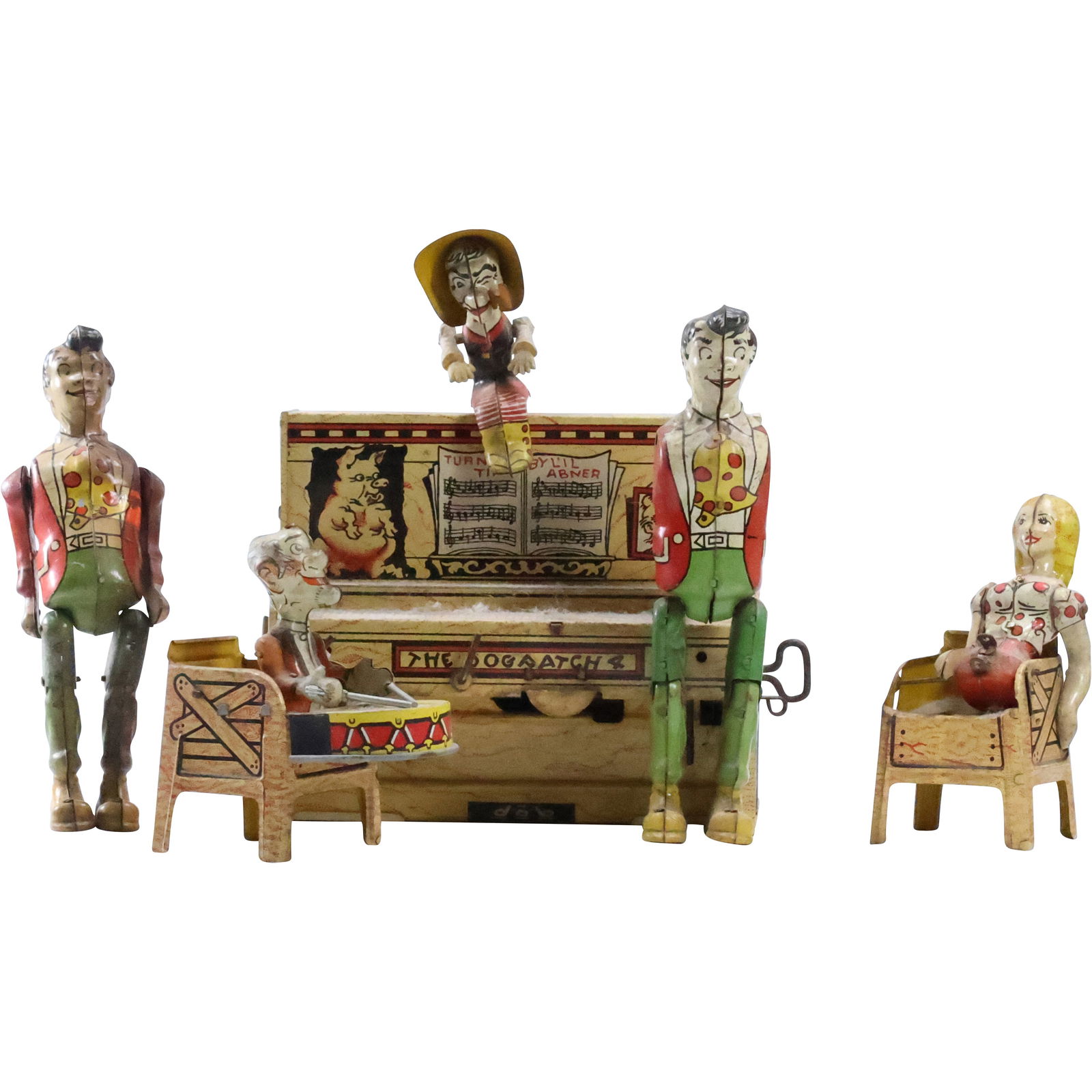 Lil Abner Dogpatch Band Tin Litho Wind Up Toy 1940s Unique Art Manufacturing Co (1 of 16)