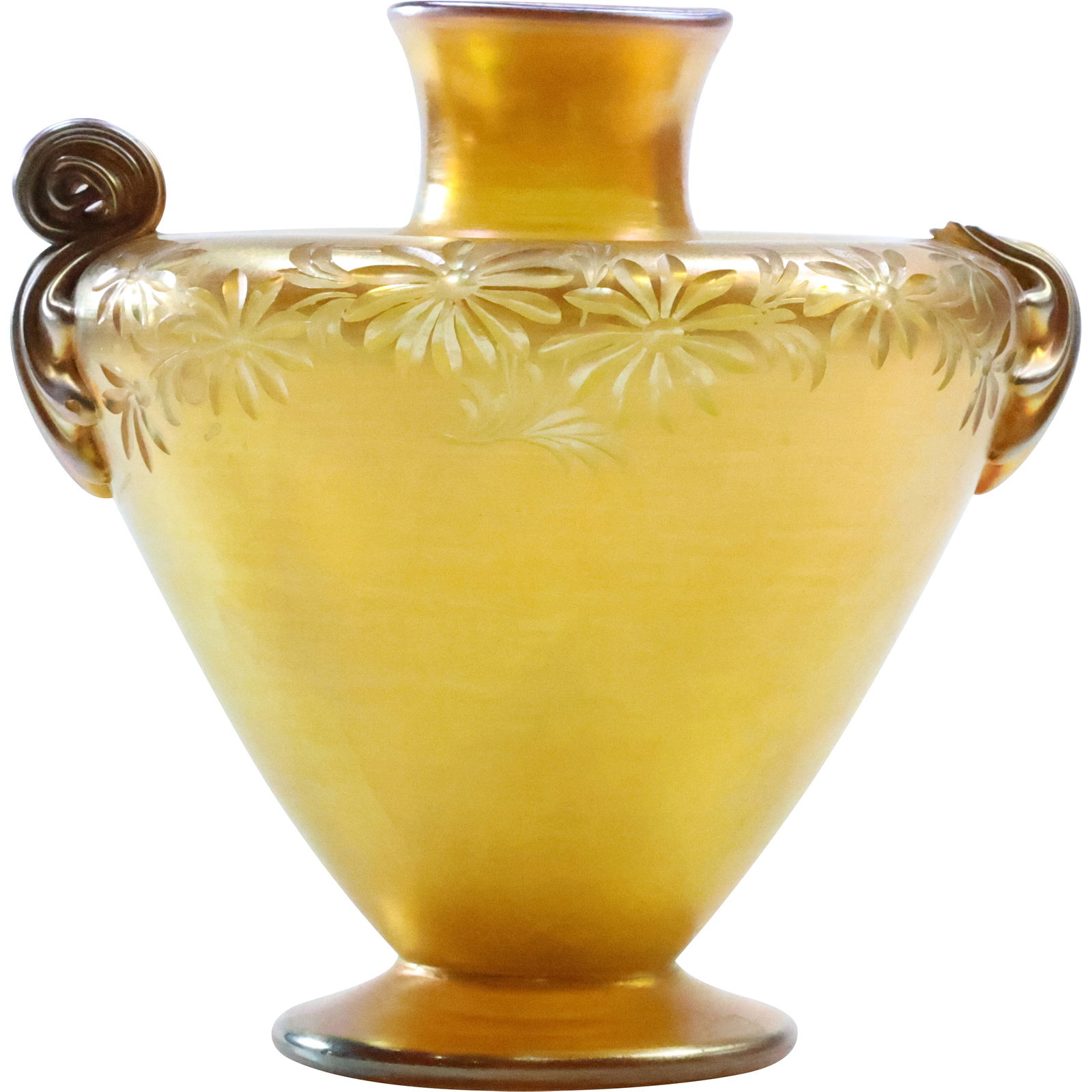 Signed Louis C Tiffany Studios Favrile Flower Urn - AS-IS one handle damaged (1 of 12)