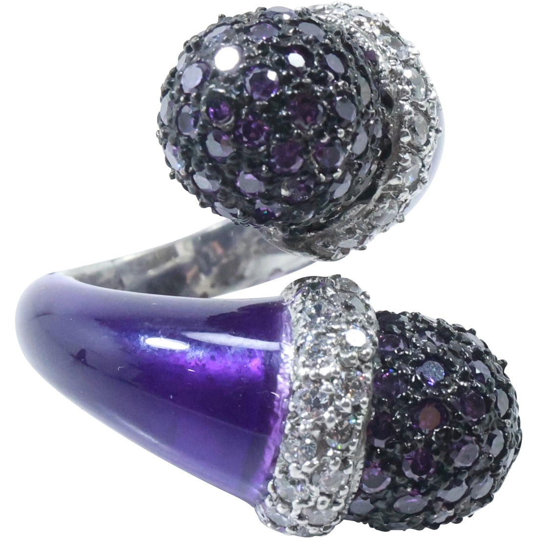 Sterling Silver with Purple Enameling and CZ Ring size 7, 1 1/4 in. diameter (1 of 12)