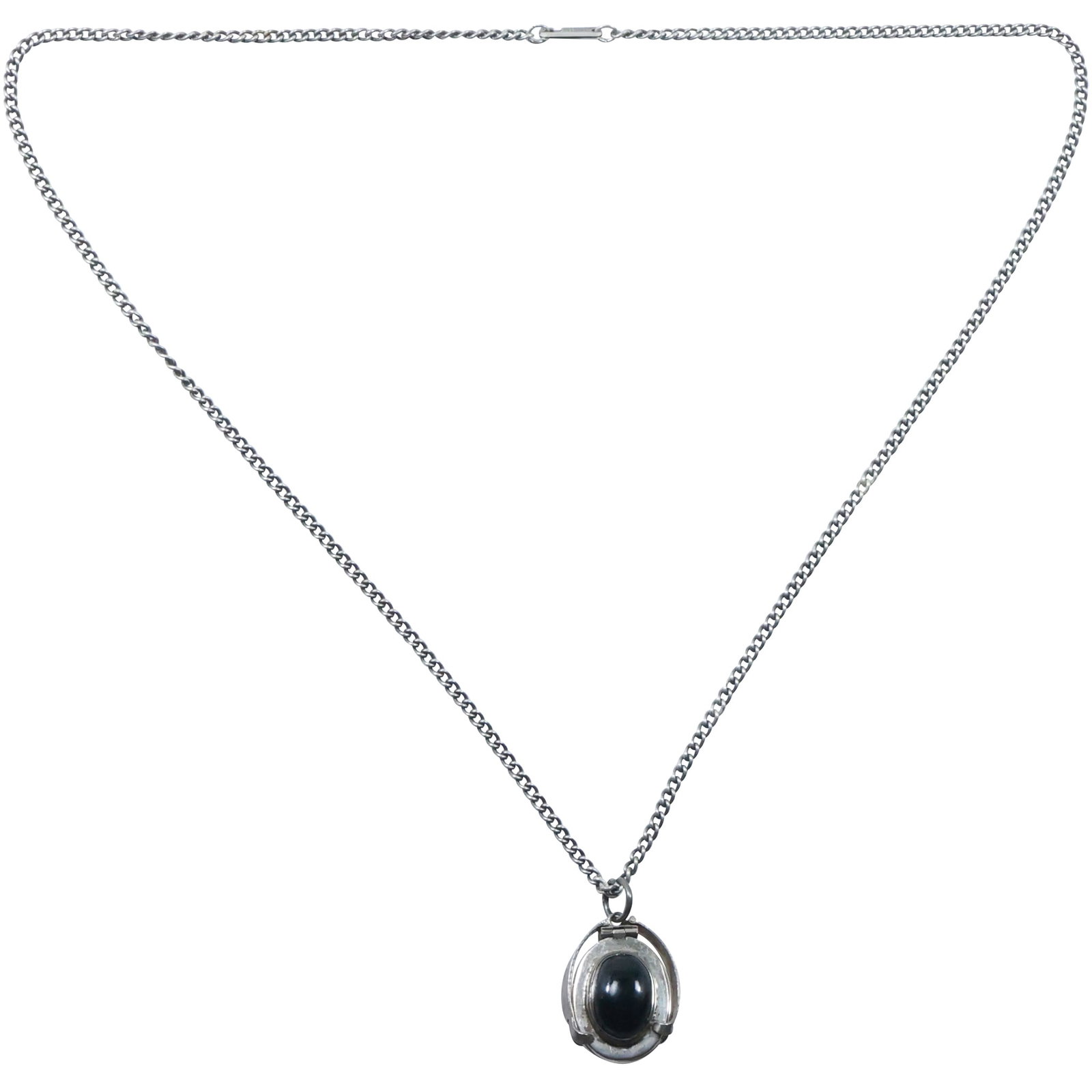 .925 Sterling Silver Mexico SVF Black Onyx and Mother-of-Pearl Multi 6-framed Pendant Necklace: .925 Sterling Silver Mexico SVF Black Onyx and Mother-of-Pearl Multi 6-framed Pendant 1 3/8 in. x 7/8 in. Necklace on .925 Sterling Silver Chain 24 inches.