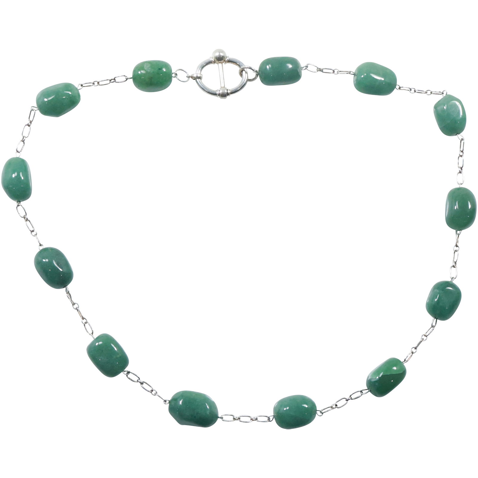 .925 Sterling Silver Aventurine Quartz Necklace 22 in. x 1/2 in.: .925 Sterling Silver Aventurine Quartz Necklace 22 in. x 1/2 in.