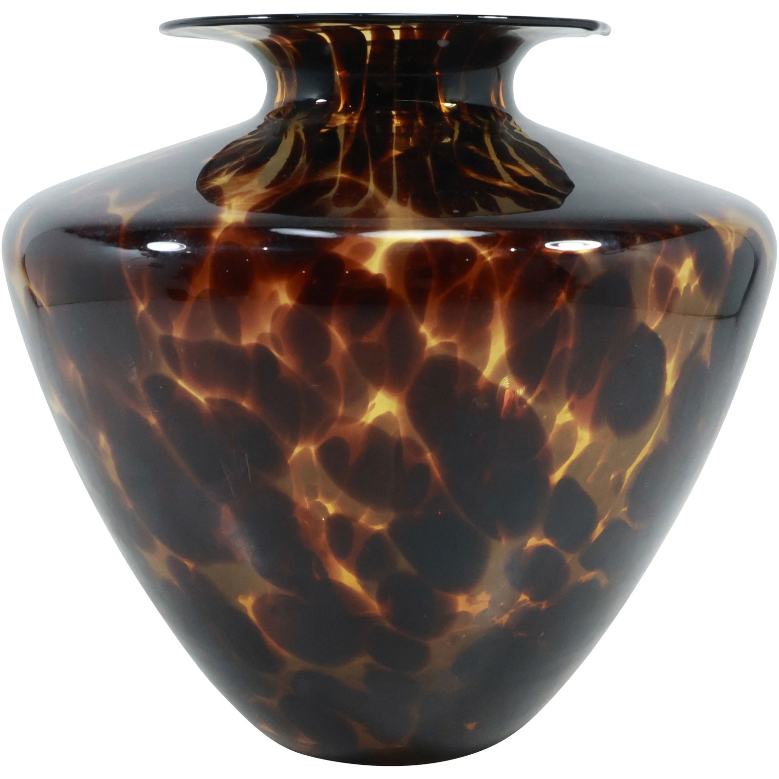Amber Glass Tortoise Shell Design Vase 10.75 in. height x 10.75 in. wide (1 of 15)