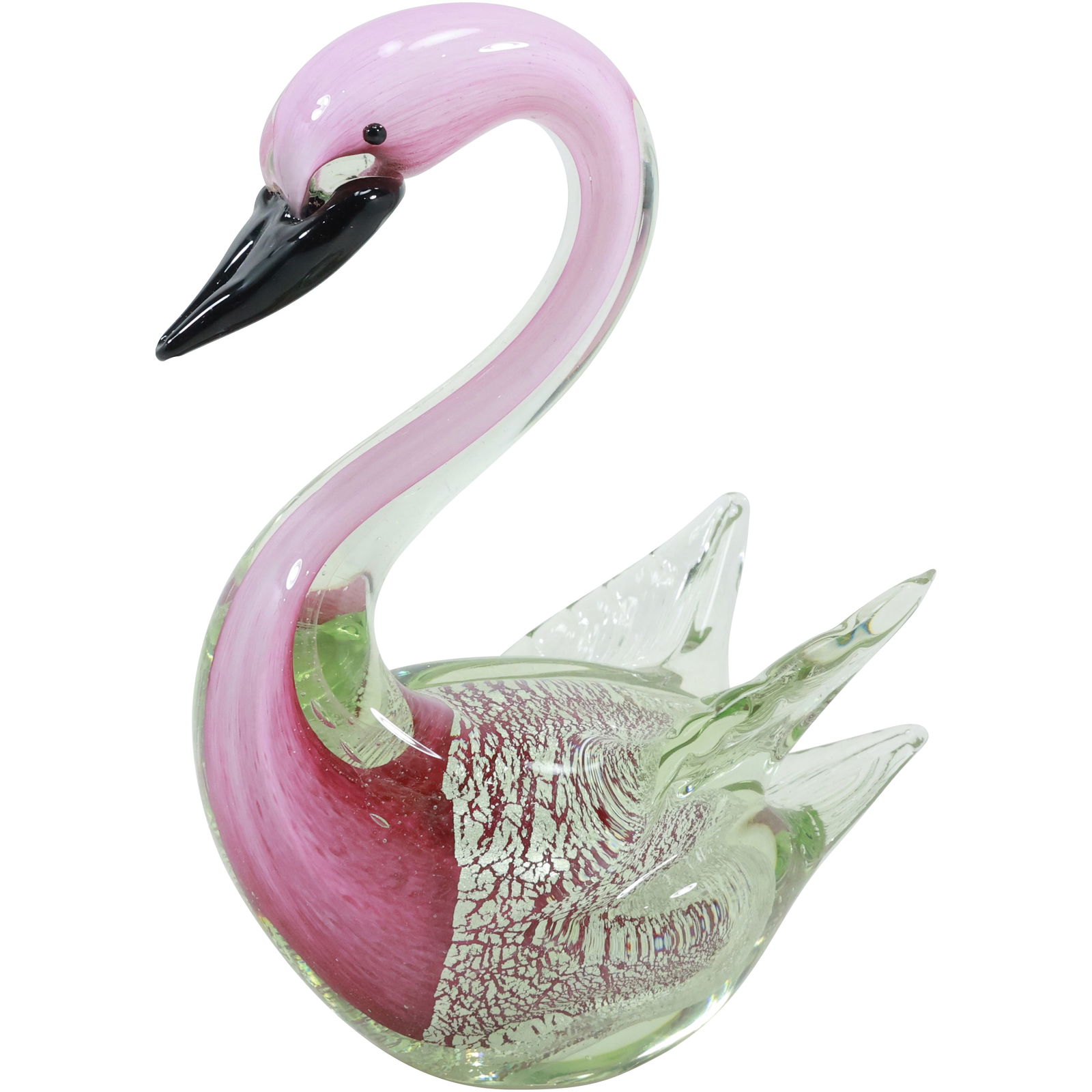 Pink Murano Glass Figural Swan Statue Sculpture 8.5 in. height x 6.75 in. (1 of 13)
