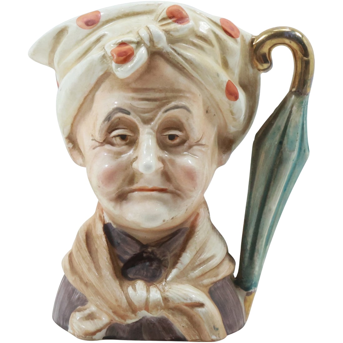 Unique Porcelain Mug Elderly Woman with Umbrella Handle 4 in. height x 3.75 in. wide: Unique Porcelain Mug Elderly Woman with Umbrella Handle 4 in. height x 3.75 in. wide. size: 4x3.75 shelf: B