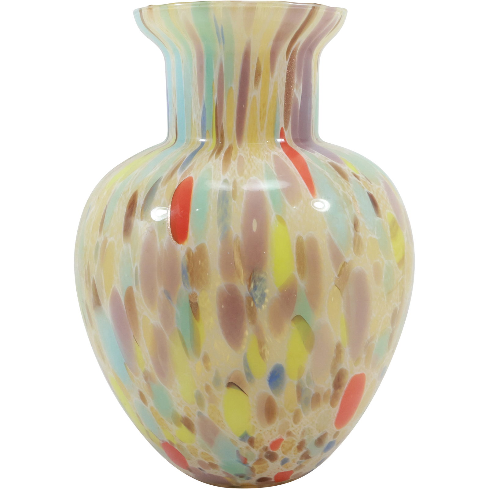 Italian Multi Colors Art Glass Vase 13.5 inches height x 9.75 in. wide (1 of 16)