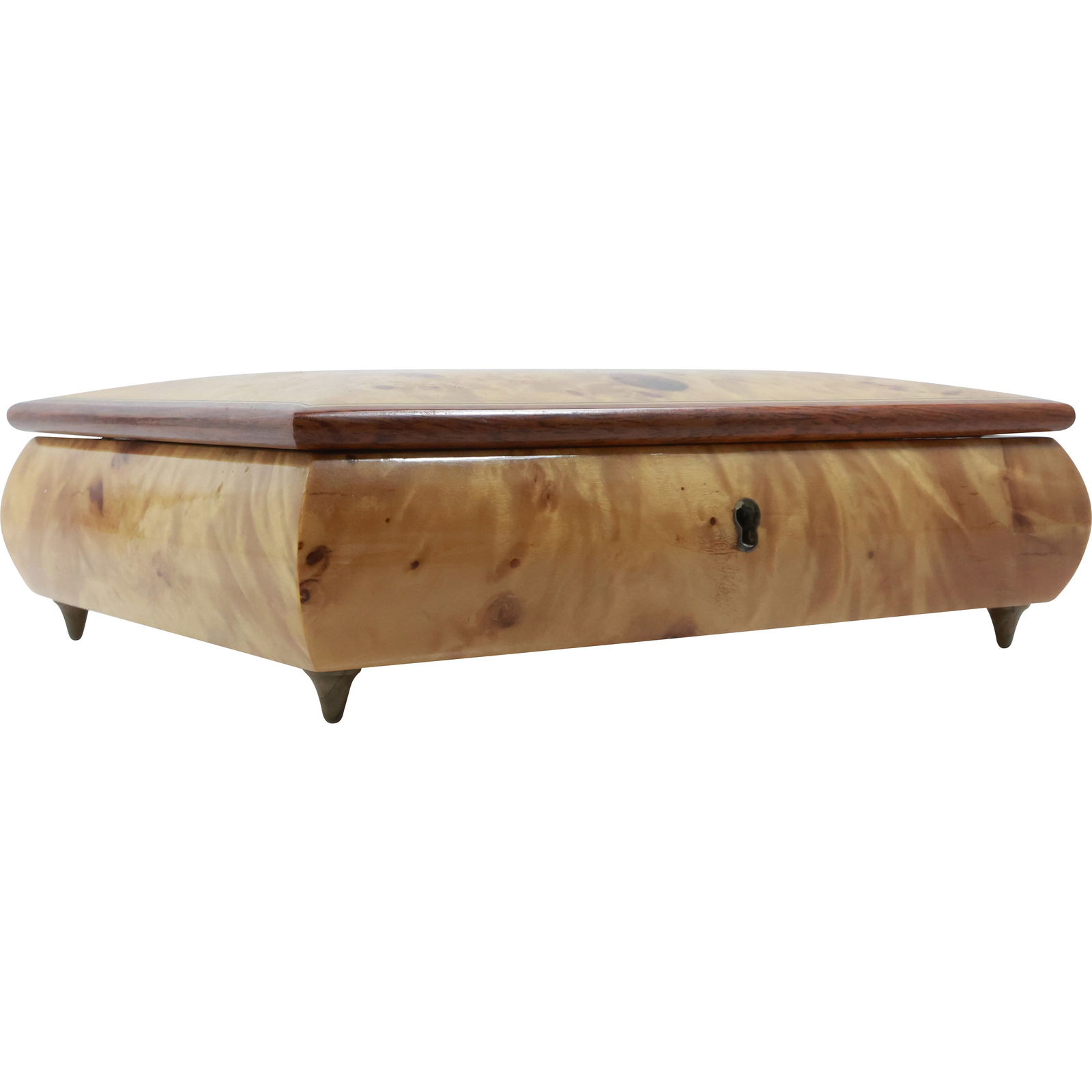 Bird's Eye Maple with Inlaid Exotic Woods Flowers Musical Jewelry Box (1 of 12)