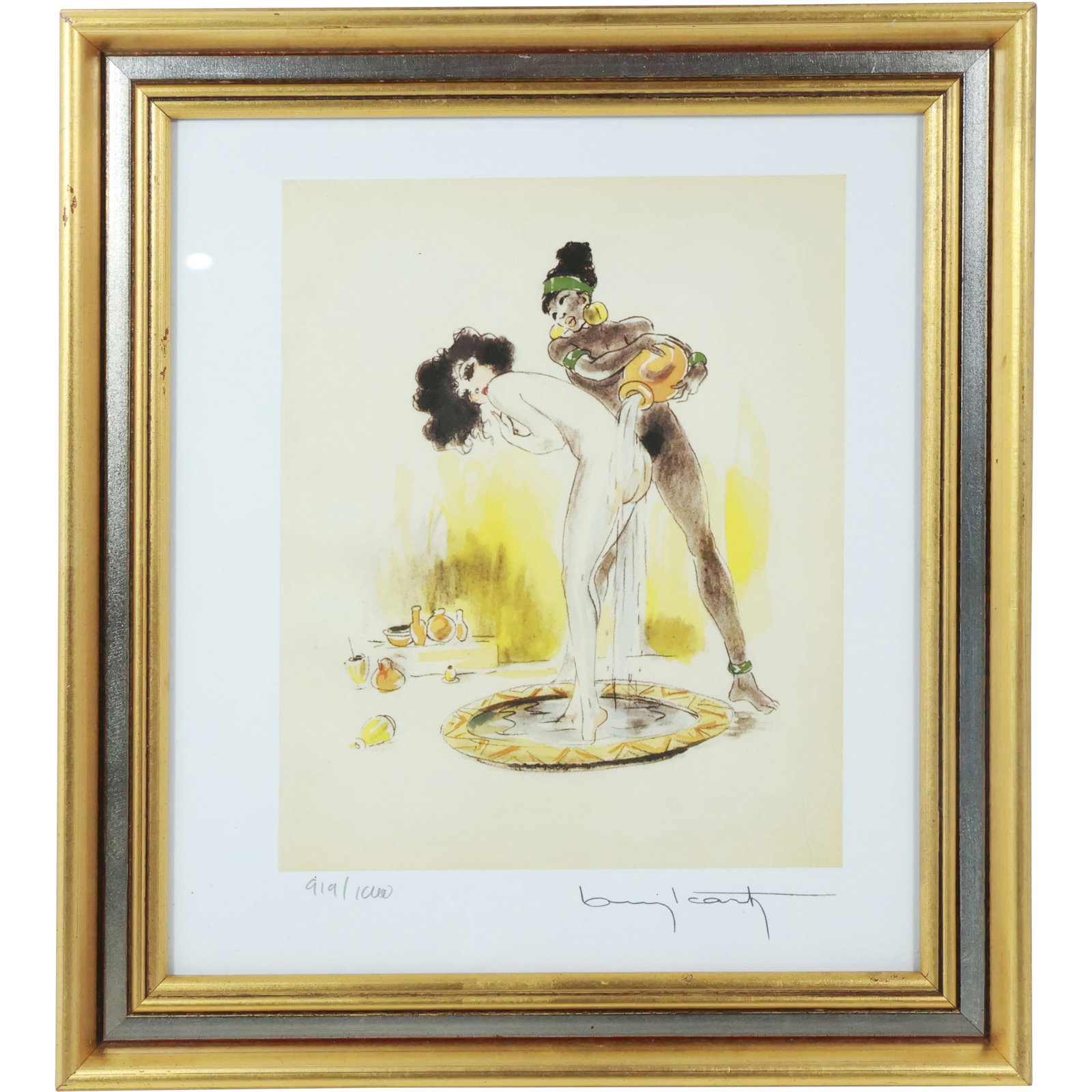 Louis Icart Lithograph " Bather" Numbered 919 of 1000, framed (1 of 11)