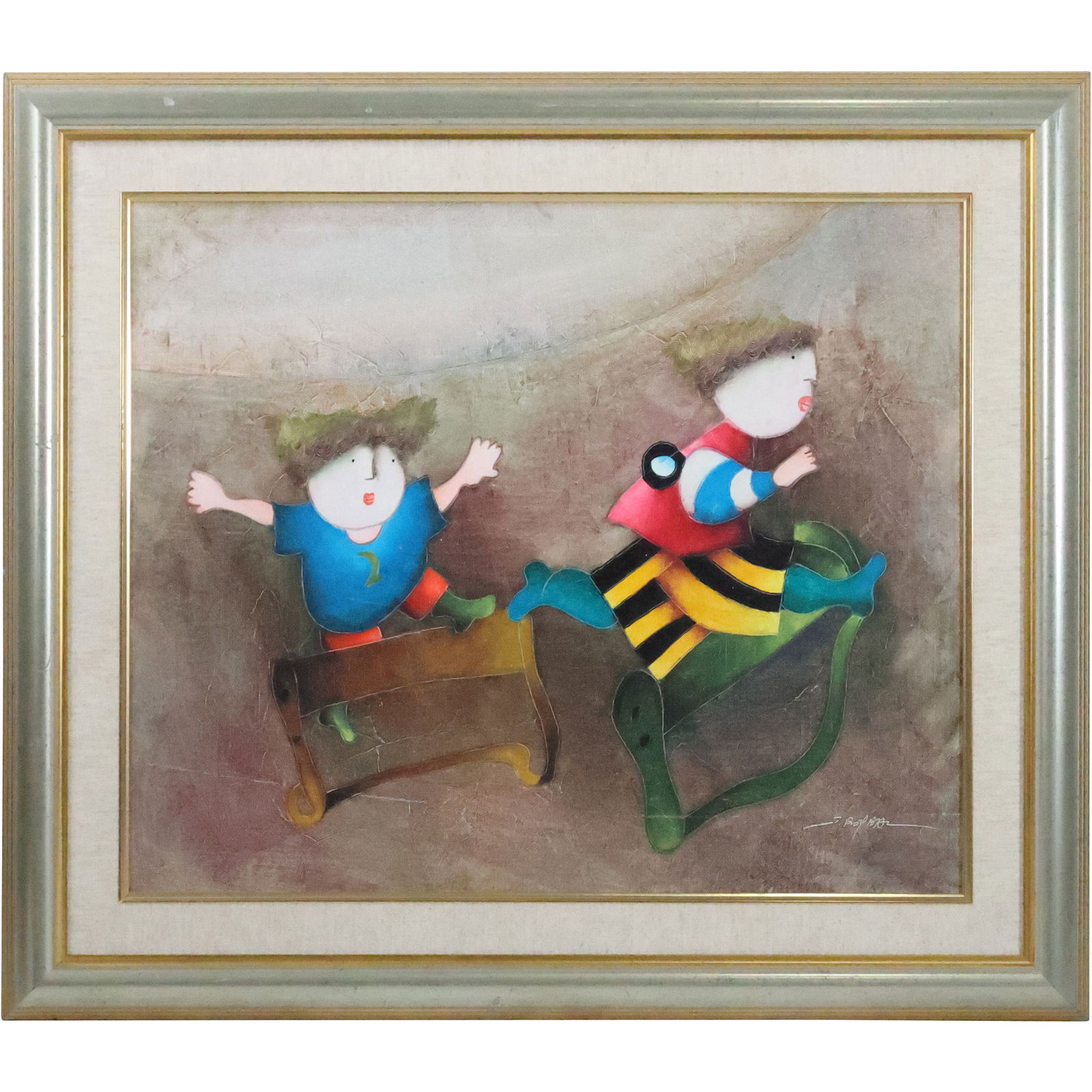 Joyce Roybal, Original Oil Painting, "Children", Gallery Label on Verso. (1 of 17)
