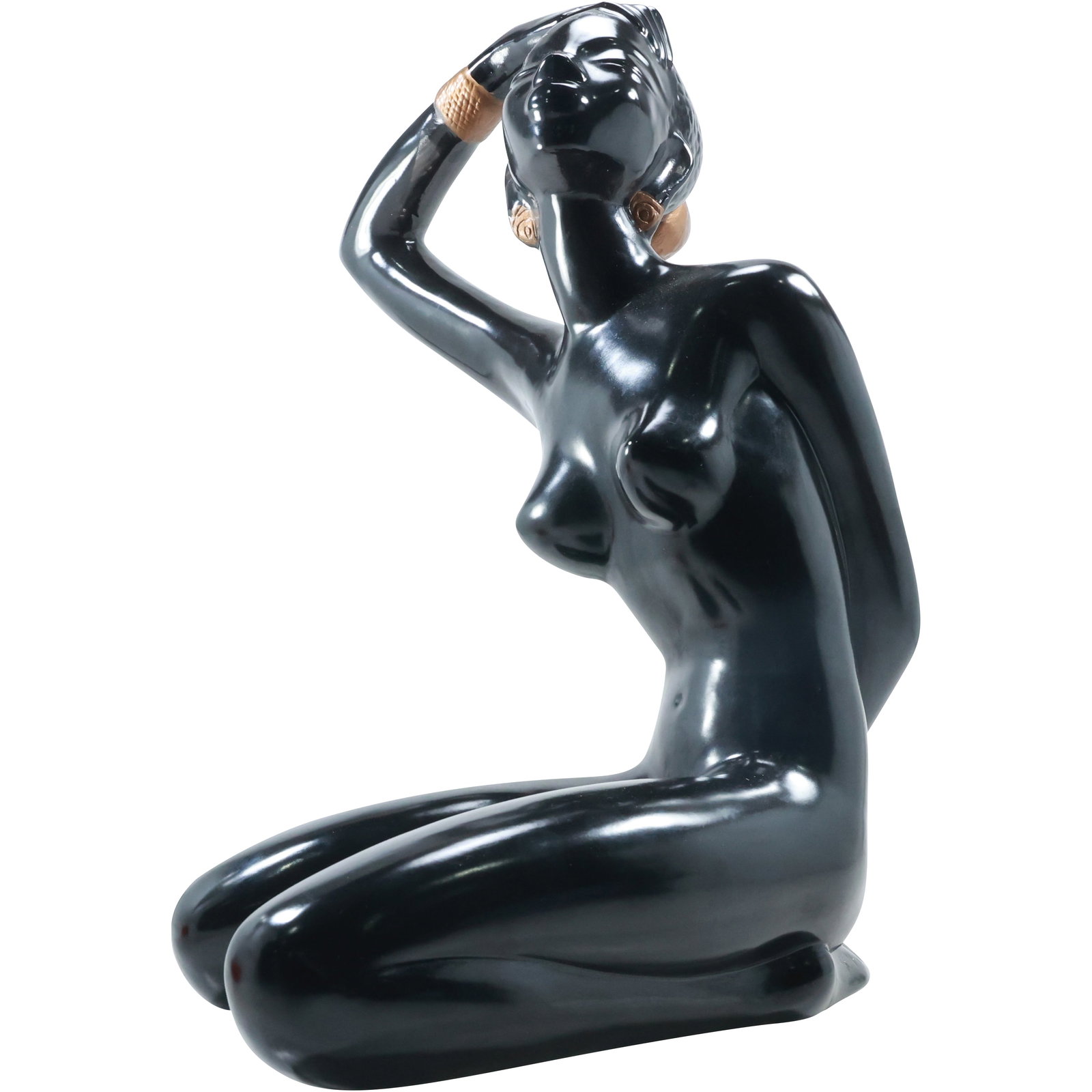 Leopold Anzengruber African terracotta statue depicting a nude woman posing 18 in. height: Leopold Anzengruber African terracotta statue depicting a nude woman posing size: 18x11.25 shelf: C
