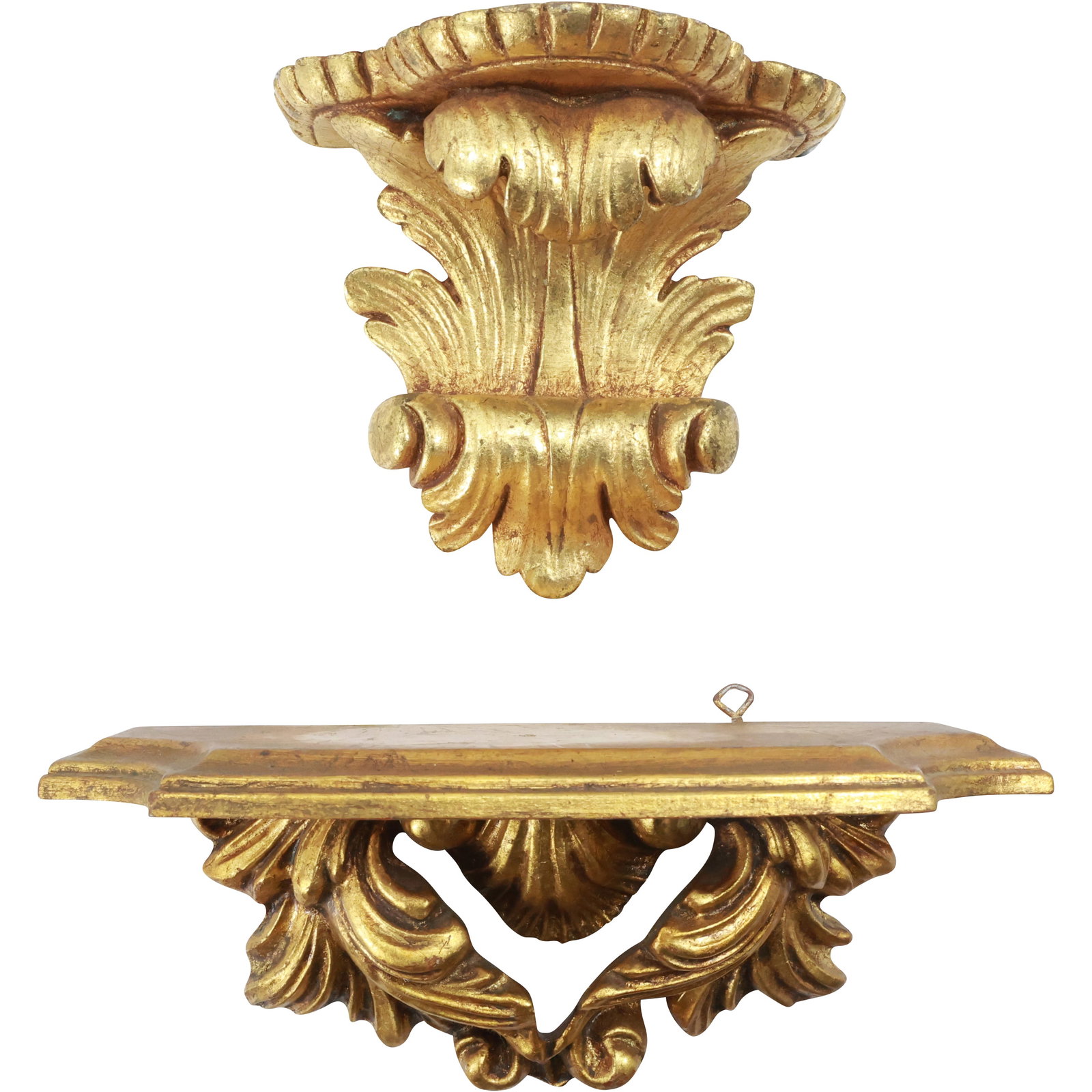 2 Italian Carved Wood Gold Gilt Patina Bracket Shelves (1 of 12)