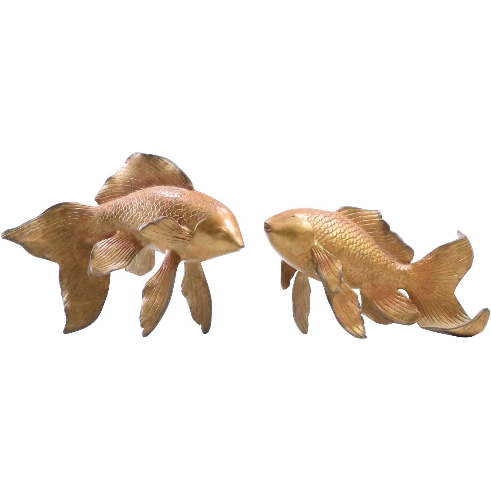 Heavy Brass Koi Fish Bookends in Original Patina: Heavy Brass Koi Fish Bookends size: (5.75 x 8.25 x 3.25), (4 x 7 x 3.5) shelf C