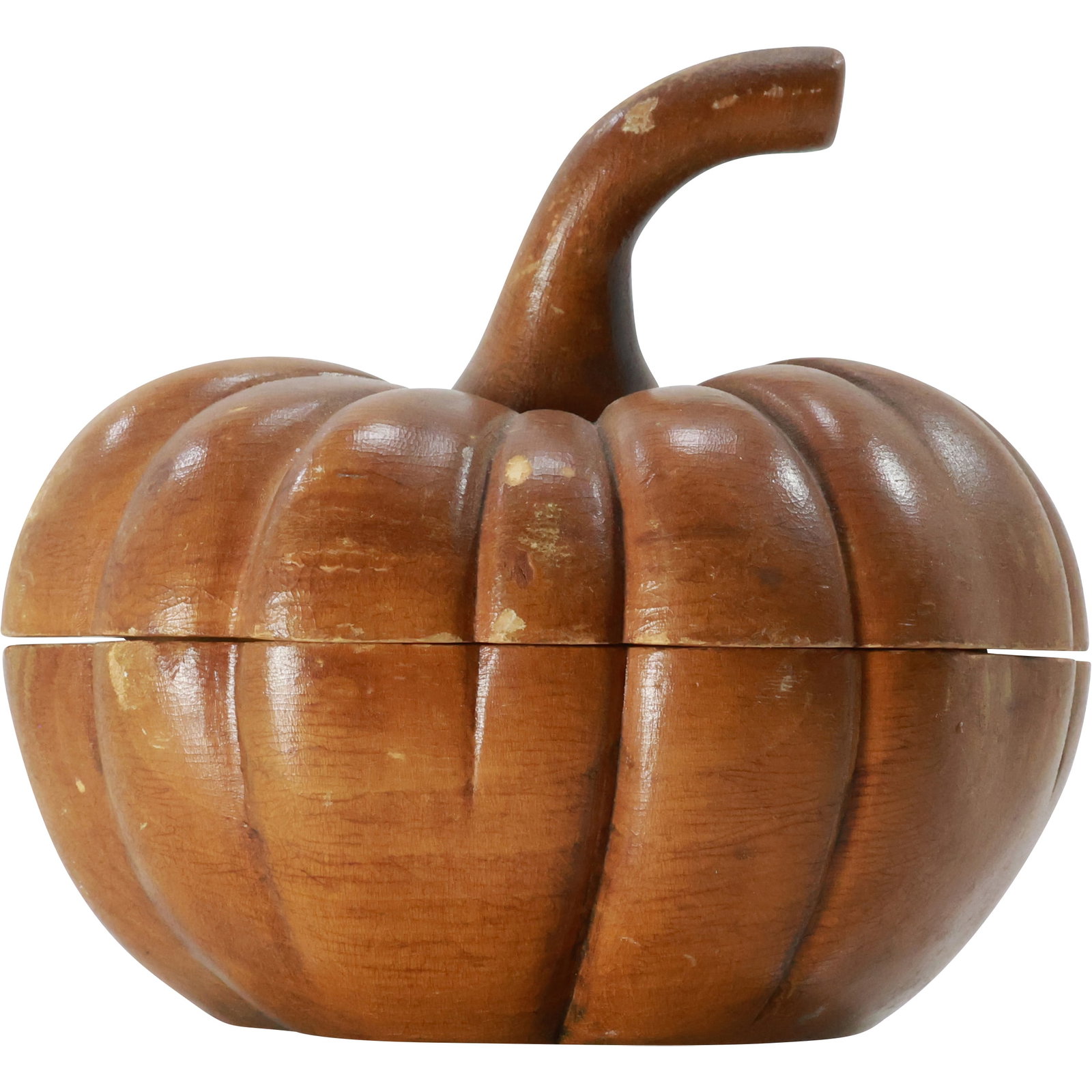 Vintage Black, Starr and Gorham Italian Wooden Pumpkin 4 in. height x 4.5 in. wide: Vintage Black, Starr and Gorham Italian Wooden Pumpkin size: 4x4.5 shelf: A
